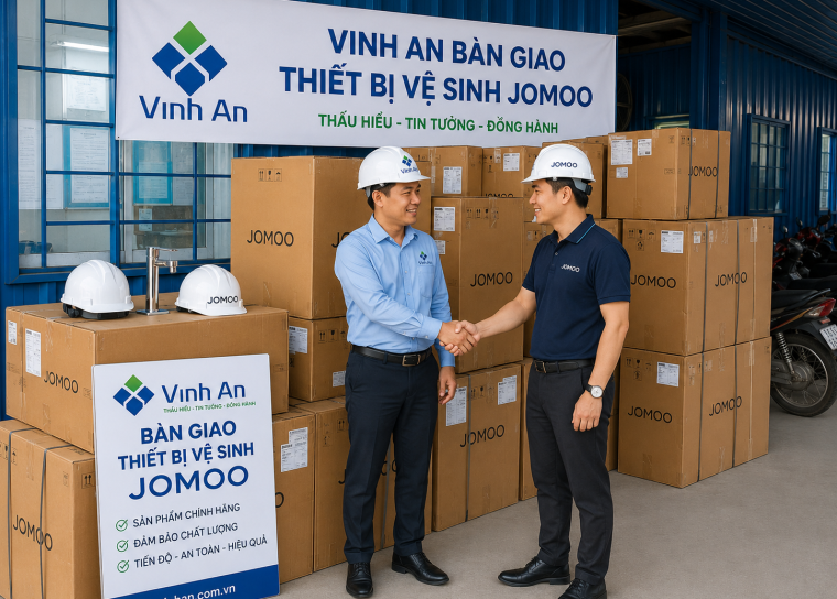 Công ty Vinh An bàn giao thiết bị vệ sinh JOMOO cho nhà máy Taihua