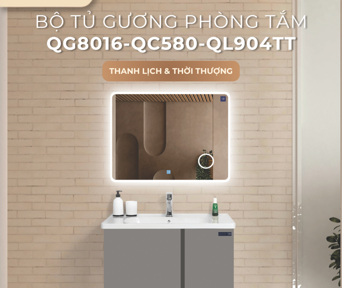 Bộ tủ chậu phòng tắm cao cấp QG8016-QC580-QL904TT