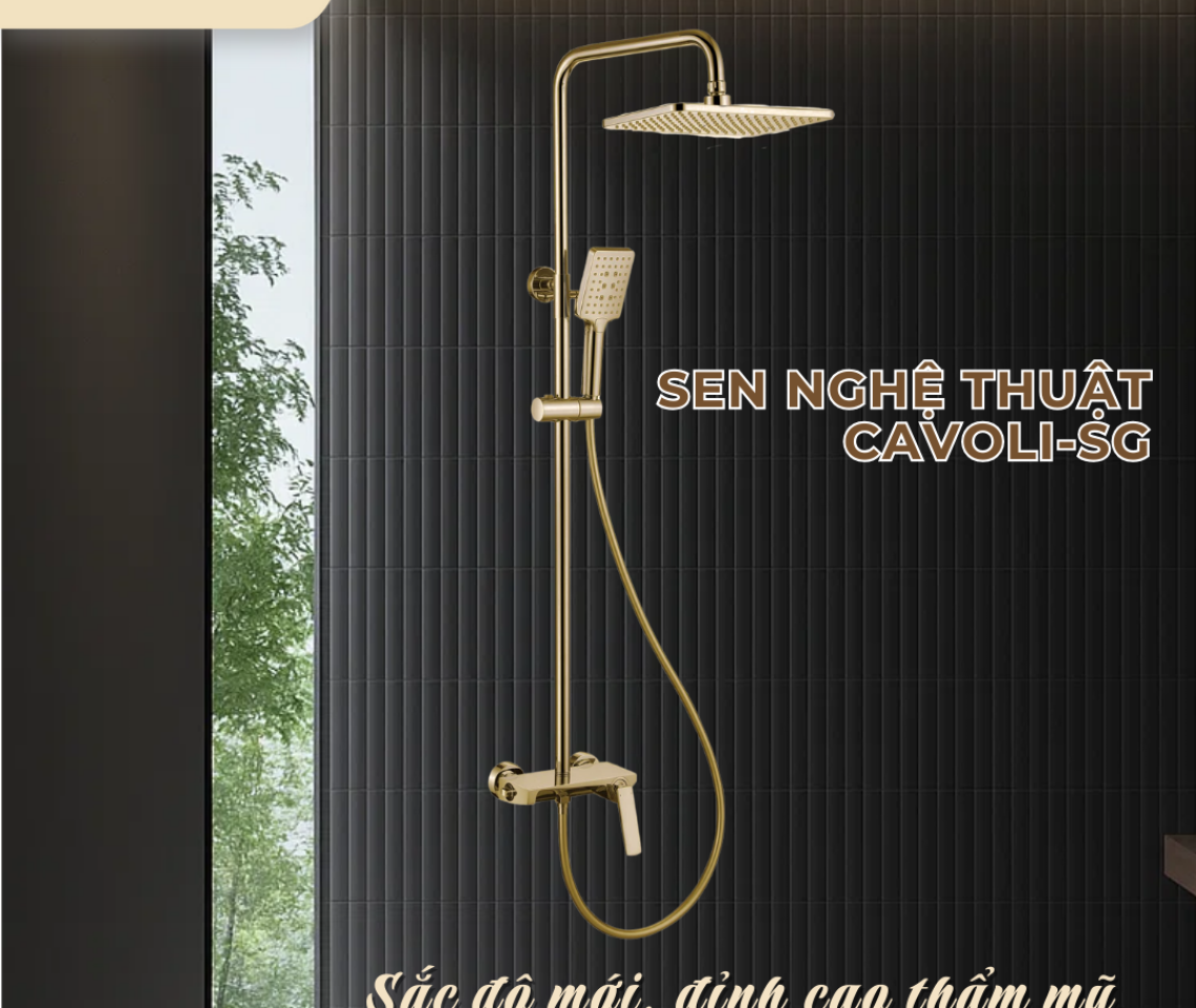 Sen tắm nóng lạnh Basic Cavoli-SG màu PVD Gold